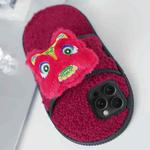 For iPhone 14 Pro Max Creative Plush Doll Slipper Design TPU Phone Case(Red Dragon)