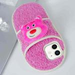 For iPhone 12 / 12 Pro Creative Plush Doll Slipper Design TPU Phone Case(Pink Bear)