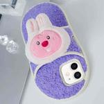 For iPhone 11 Creative Plush Doll Slipper Design TPU Phone Case(Pink Rabbit)
