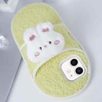 For iPhone 11 Creative Plush Doll Slipper Design TPU Phone Case(White Rabbit)