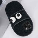 For iPhone 14 Pro Max Creative Plush Big Eyes Slipper Design TPU Phone Case(Black)