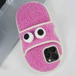 For iPhone 13 Pro Max Creative Plush Big Eyes Slipper Design TPU Phone Case(Rose Red)