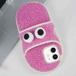 For iPhone 11 Creative Plush Big Eyes Slipper Design TPU Phone Case(Rose Red)