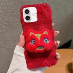 For iPhone 16 Plus Doll Plush PU Hybrid PC Phone Case(Red)