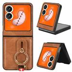 For Infinix Zero Flip Wristband Leather Back Phone Case(Brown)