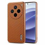 For vivo X200 AZNS Electroplated Edge Carbon Fiber Texture Phone Case(Brown)
