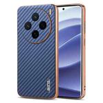 For vivo X200 AZNS Electroplated Edge Carbon Fiber Texture Phone Case(Blue)