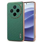For vivo X200 AZNS Electroplated Edge Carbon Fiber Texture Phone Case(Green)