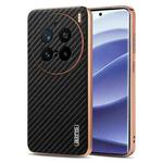 For vivo X200 Pro AZNS Electroplated Edge Carbon Fiber Texture Phone Case(Black)