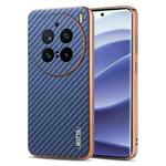 For vivo X200 Pro AZNS Electroplated Edge Carbon Fiber Texture Phone Case(Blue)