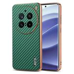 For vivo X200 Pro AZNS Electroplated Edge Carbon Fiber Texture Phone Case(Green)