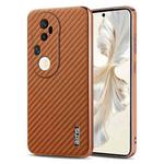 For vivo S20 Pro AZNS Electroplated Edge Carbon Fiber Texture Phone Case(Brown)