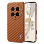For vivo X200 Ultra AZNS Electroplated Edge Carbon Fiber Texture Phone Case(Brown)