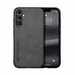 For Samsung Galaxy S24 FE 5G Skin Feel Magnetic Leather Back Phone Case(Dark Grey)