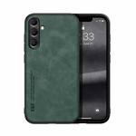 For Samsung Galaxy S24 FE 5G Skin Feel Magnetic Leather Back Phone Case(Green)