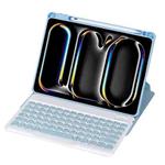 For iPad Pro 11 2024 YL13 360 Rotation Acrylic Transparent Round Keycap Bluetooth Keyboard Leather Case(Blue)