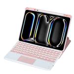 For iPad Pro 11 2024 YL13-A 360 Rotation Acrylic Transparent Round Keycap Bluetooth Keyboard Leather Case With Touch Control(Pink)