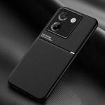 For Xiaomi Poco M7 Pro 5G Classic Tilt Strip Grain Magnetic PC Hybrid TPU Phone Case(Black)