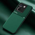 For Xiaomi Poco M7 Pro 5G Classic Tilt Strip Grain Magnetic PC Hybrid TPU Phone Case(Green)