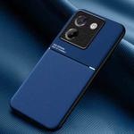 For Xiaomi Poco M7 Pro 5G Classic Tilt Strip Grain Magnetic PC Hybrid TPU Phone Case(Blue)