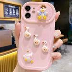 For iPhone 11 Creative 3D Duck Design Sliding Window Full Coverage Phone Case(Pink)