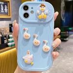 For iPhone 11 Creative 3D Duck Design Sliding Window Full Coverage Phone Case(Blue)