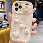 For iPhone 11 Pro Max Creative 3D Duck Design Sliding Window Full Coverage Phone Case(Beige)