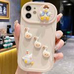 For iPhone 12 Creative 3D Duck Design Sliding Window Full Coverage Phone Case(Beige)