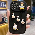 For iPhone 12 Pro Creative 3D Duck Design Sliding Window Full Coverage Phone Case(Black)