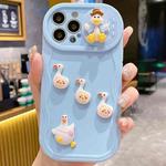 For iPhone 13 Pro Max Creative 3D Duck Design Sliding Window Full Coverage Phone Case(Blue)