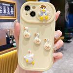 For iPhone 14 Creative 3D Duck Design Sliding Window Full Coverage Phone Case(Yellow)