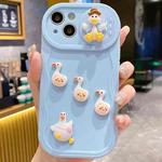 For iPhone 14 Creative 3D Duck Design Sliding Window Full Coverage Phone Case(Blue)