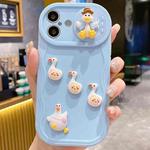 For iPhone 16 Creative 3D Duck Design Sliding Window Full Coverage Phone Case(Blue)