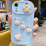 For iPhone XR Creative 3D Duck Design Sliding Window Full Coverage Phone Case(Blue)