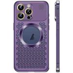 For iPhone 16 Pro Max Spring Buckle MagSafe Magnetic Metal Aromatherapy Phone Case(Purple)