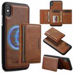 For iPhone XS / X LC.IMEEKE L5 Series Detachable RFID Card Bag Magsafe Phone Case(Brown)