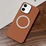 For iPhone 11 Leather Texture Design MagSafe Full Coverage Phone Case(Brown)