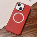 For iPhone 13 Leather Texture Design MagSafe Full Coverage Phone Case(Red)