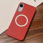 For iPhone XR Leather Texture Design MagSafe Full Coverage Phone Case(Red)