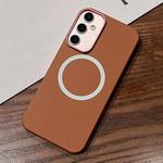 For Samsung Galaxy S23 FE 5G Leather Texture Design MagSafe Full Coverage Phone Case(Brown)