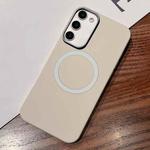 For Samsung Galaxy S23+ 5G Leather Texture Design MagSafe Full Coverage Phone Case(White)