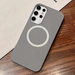 For Samsung Galaxy S25 Ultra 5G Leather Texture Design MagSafe Full Coverage Phone Case(Grey)