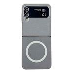 For Samsung Galaxy Z Flip4 Leather Texture Design MagSafe Full Coverage Phone Case(Grey)