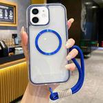 For iPhone 11 Airbag 3 in 1 CD Texture MagSafe Phone Case with Strap(Dark Blue)