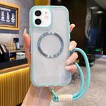 For iPhone 11 Airbag 3 in 1 CD Texture MagSafe Phone Case with Strap(Mint Green)