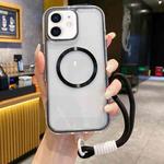 For iPhone 11 Airbag 3 in 1 CD Texture MagSafe Phone Case with Strap(Black)