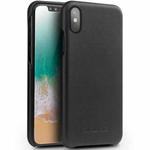 For iPhone X / XS QIALINO Shockproof Cowhide Leather Protective Case(Black)