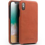 For iPhone X / XS QIALINO Shockproof Cowhide Leather Protective Case(Coffee)