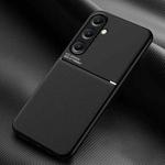 For Samsung Galaxy S24 FE 5G Classic Tilt Strip Grain Magnetic PC Hybrid TPU Phone Case(Black)