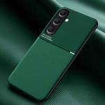 For Samsung Galaxy S24 FE 5G Classic Tilt Strip Grain Magnetic PC Hybrid TPU Phone Case(Green)